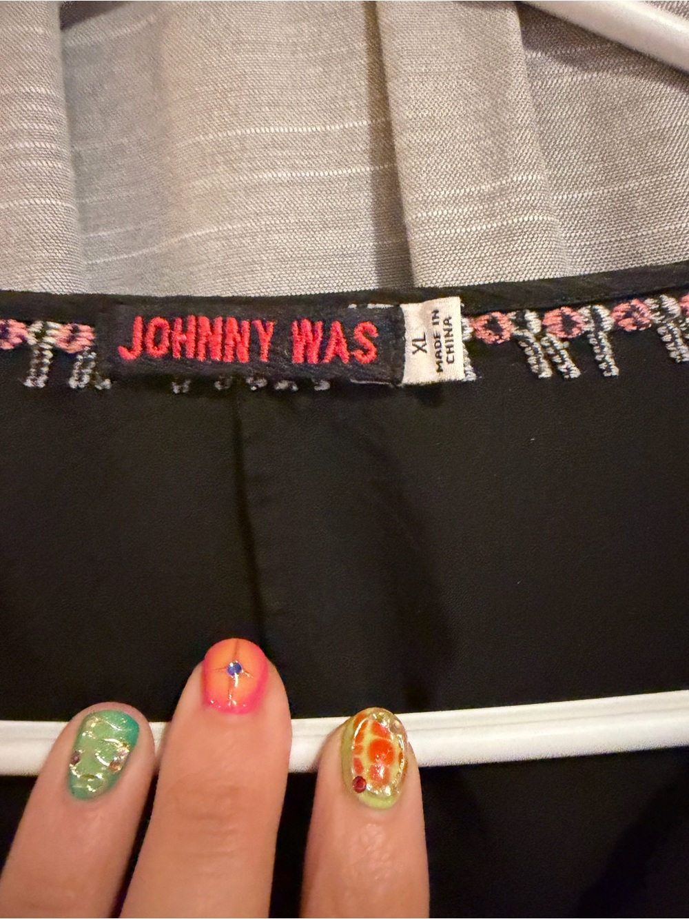 Johnny Was Black Tunic with Multicolor Floral Embroidery - Picture 5 of 9